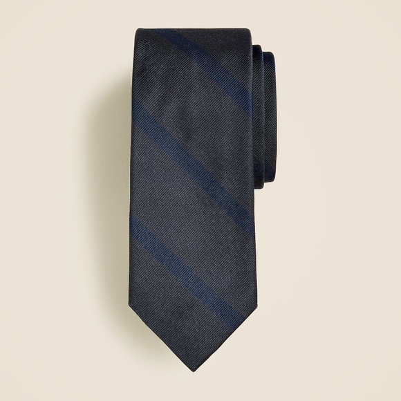 NWT! J.Crew English Silk Tie in Diagonal Stripe - Navy Dark Blue - Picture 1 of 4